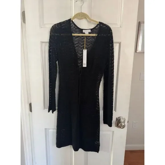 NWT House of Harlow 1960 crochet/lace dress/coverup, black, small. - Picture 1 of 6